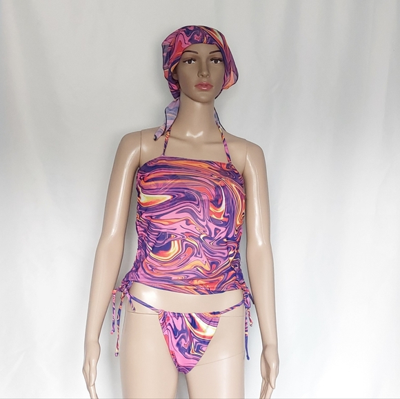 Bikini women's set skirt‎ summer tie Dye size M - Picture 3 of 12